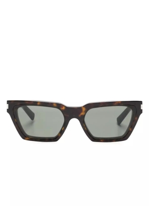 Saint Laurent Eyewear logo-engraved cat-eye sunglasses - Brown