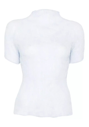 Issey Miyake pleated high-neck blouse - Blue