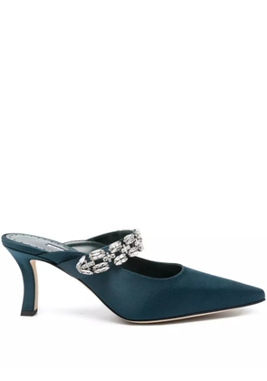 Manolo Blahnik 70mm Tamolmu crystal-embellished satin pumps - Blue