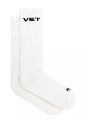 VETEMENTS logo-detail ribbed-knit socks - White