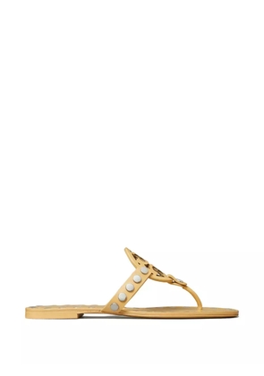 Tory Burch Miller studded leather flat sandals - Yellow