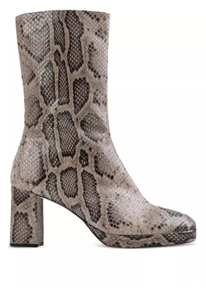 Miista 80mm Carlota snakeskin-effect block-heel boots - Brown