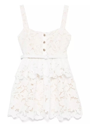 Self-Portrait lace tiered mini dress - White