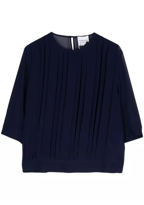 Edward Achour Paris pleat-detailed sheer blouse - Blue