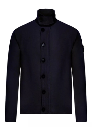 Stone Island high-neck wool cardigan - Blue