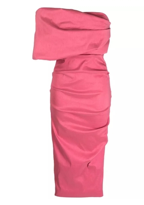 Rachel Gilbert Kat ruched asymmetric midi dress - Pink