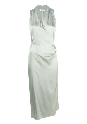 Vince satin-finish V-neck wrap dress - Green