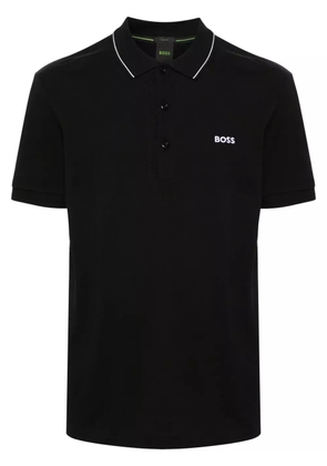 BOSS logo-print cotton polo shirt - Black
