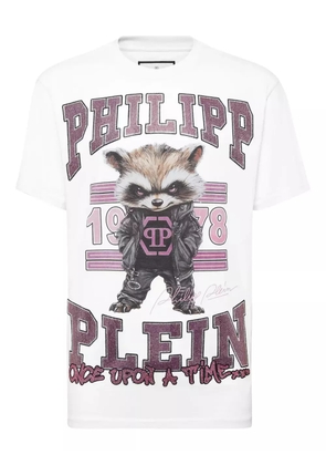Philipp Plein raccoon-print rhinestone T-shirt - White