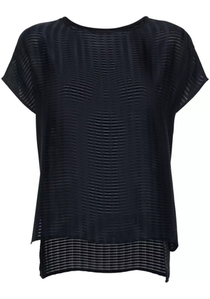 Emporio Armani sheer-panels striped T-shirt - Blue