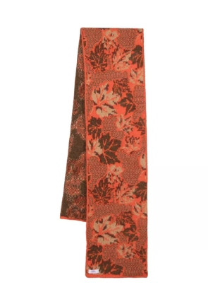 ERL botanical-motif intarsia-knit scarf - Orange