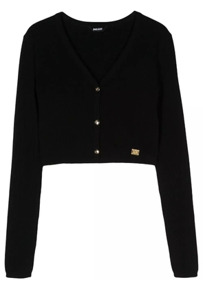 Just Cavalli logo-plaque cropped cardigan - Black