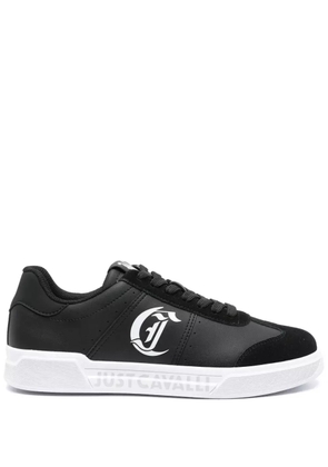 Just Cavalli logo-print leather sneakers - Black