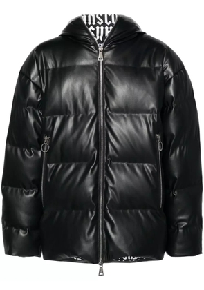 Versace Jeans Couture faux-leather hooded down coat - Black