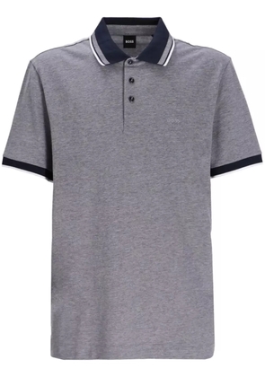 BOSS embroidered-logo cotton polo shirt - Grey