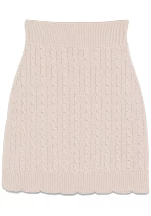 Patou cable-knit merino wool mini skirt - Neutrals