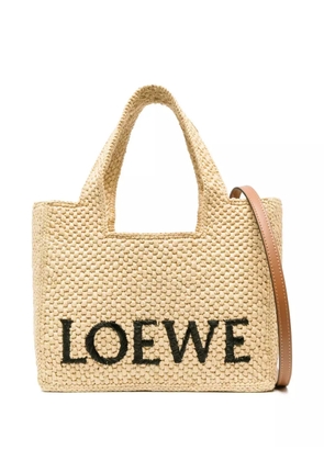 LOEWE logo-embroidered raffia tote bag - Neutrals