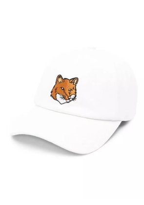Maison Kitsuné Fox-motif cotton hat - White