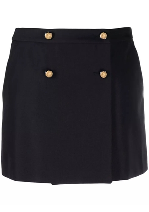 Alexander McQueen wool-cotton blend mini wrap skirt - Blue