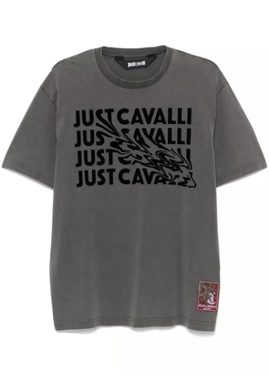 Just Cavalli flocked-logo T-shirt - Grey