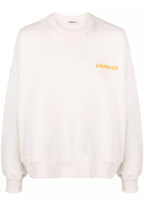 A Paper Kid logo-print cotton sweatshirt - Neutrals