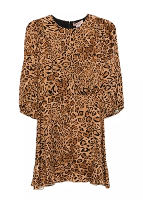 TWINSET leopard-print puff-sleeve mini dress - Brown