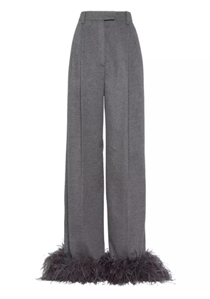 Prada feather-trim cashmere trousers - Grey