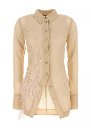 The Attico crystal-embellished shirt - Neutrals
