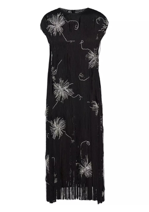 Prada fringed embroidered dress - Black
