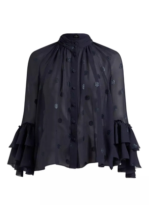 ETRO ruffled georgette shirt - Blue