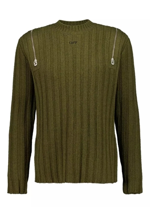 Off-White ribbed zip-detail jumper - Green