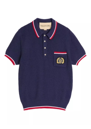 Valentino Garavani contrast-trim knitted polo shirt - Blue