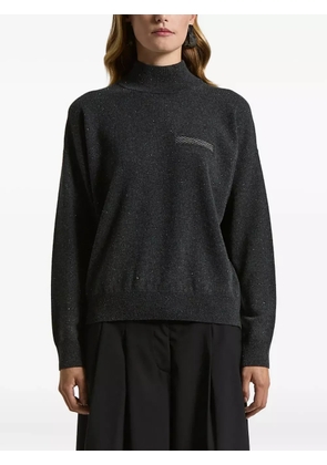 Peserico high neck embellished sweater - Grey