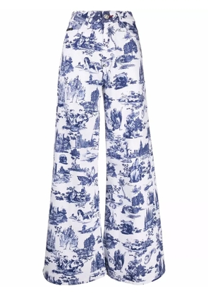 Philipp Plein all-over logo print wide-leg jeans - White