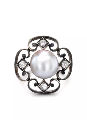 Pragnell Vintage 1891-1900 18kt white and rose gold Belle Époque pearl and diamond ring - Pink