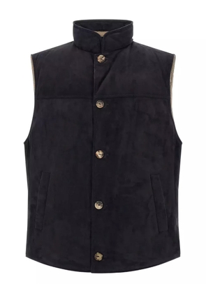 Brunello Cucinelli high-neck suede vest - Blue