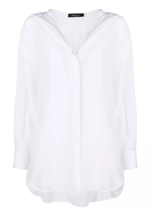 Fabiana Filippi hooded v-neck shirt - White