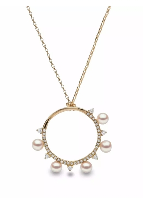 Yoko London 18kt yellow gold Sleek Akoya pearl diamond pendant necklace