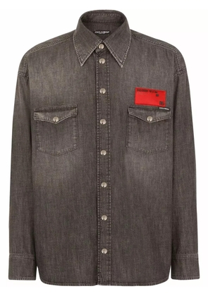 Dolce & Gabbana logo-patch denim shirt - Grey