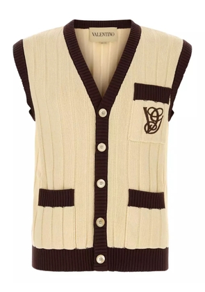 Valentino Garavani ribbed sleeveless cardigan - Neutrals
