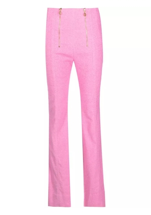 Patou zip-detail tweed flared trousers - Pink