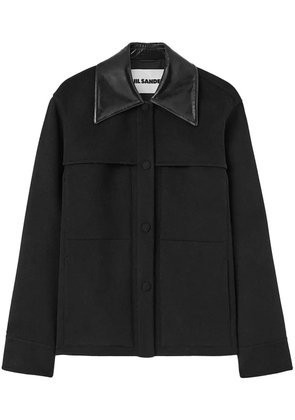 Jil Sander cutaway-collar wool shirt jacket - Black