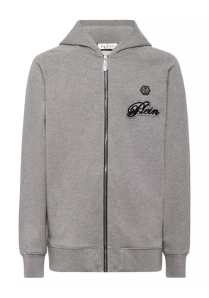 Philipp Plein logo-patch zip-up hoodie - Grey