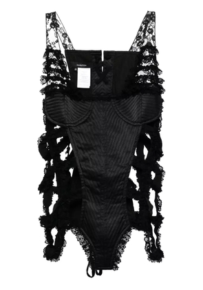 pushBUTTON lace embroidery sleeveless blouse - Black