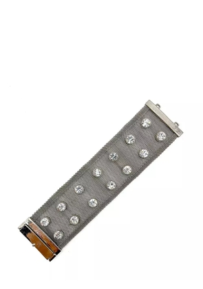 Jennifer Gibson Jewellery Vintage Solitaire Crystal Mesh Strap Bracelet 1990s - Silver