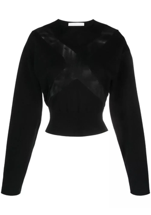 Genny sheer-panelling cotton T-shirt - Black