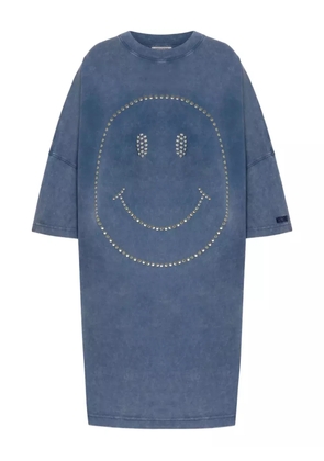 Moschino Smiley face-studded mini dress - Blue