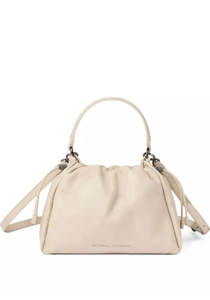 Brunello Cucinelli small Mellow leather cross bucket bag - Neutrals