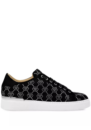 Philipp Plein rhinestone monogram sneakers - Black