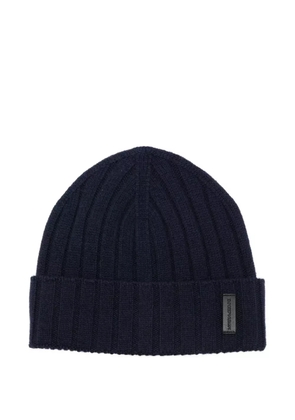 Emporio Armani ribbed cashmere beanie - Blue